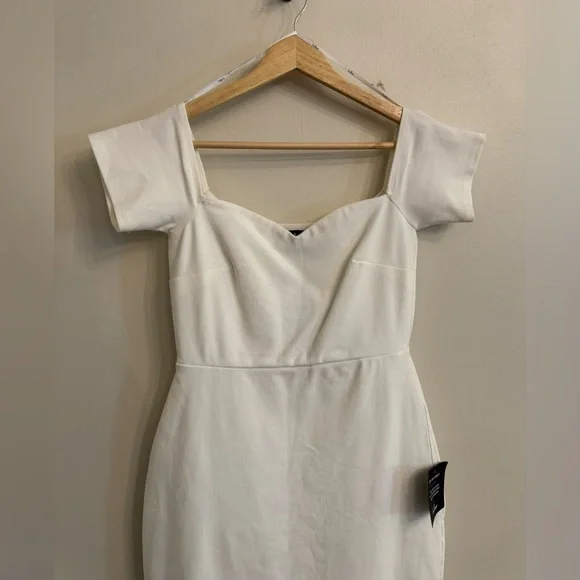 NWT Lulu's How Much Do I Care Ivory Off The Shoulder Midi Dress - Picture 3 of 7